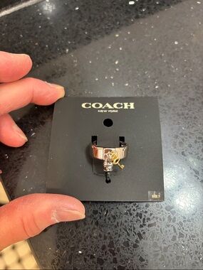NWT Coach Silver Tone Ring with Gold Key Charm